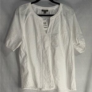 Style & Co. White Eyelet Blouse NWT